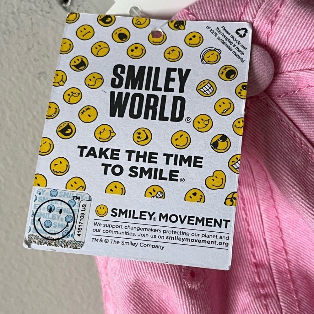 Smiley World Cherry Smile Baseball Cap Hat Kids One Size Pink Embroidered NWT - Picture 9 of 13